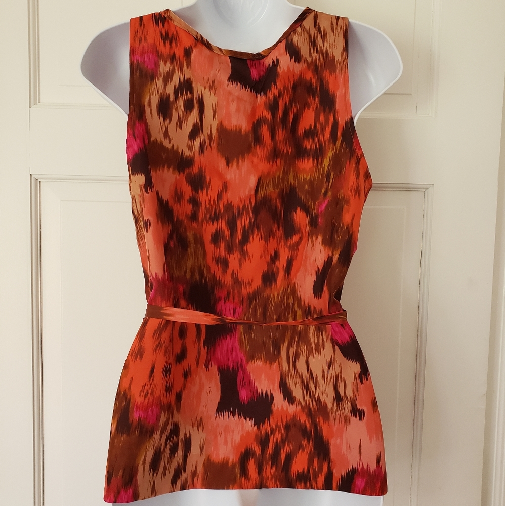 J. Crew Red Sleeveless Silk Blouse Sz 4 - Picture 4 of 5